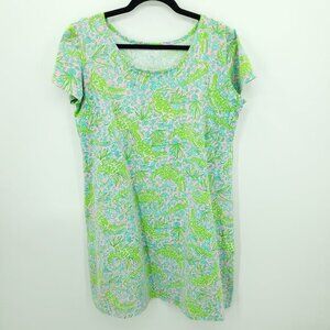 Lilly Pulitzer Short Sleeve Stretch Mini Dress L/XL See Ya Later Alligator